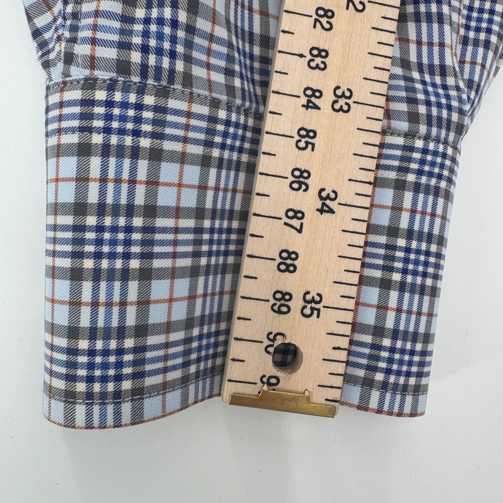 Peter Millar Mens Plaid Long Sleeve Dress Shirt XL Blue Gray Red Button Down - Picture 2 of 10